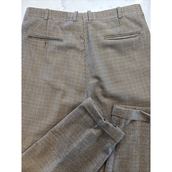 VTG Nordstrom JB Britches Pleated Pants Brown Houndstooth 100% Virgin Wool 36x30 - Picture 4 of 9